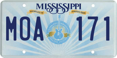 MS license plate MOA171