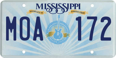 MS license plate MOA172