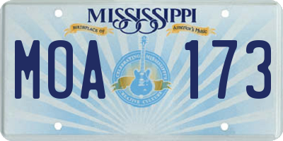MS license plate MOA173