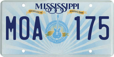 MS license plate MOA175