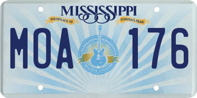 MS license plate MOA176