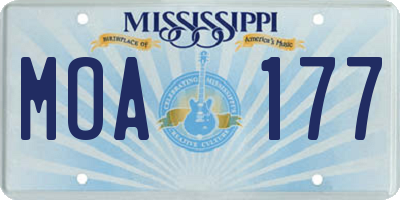 MS license plate MOA177