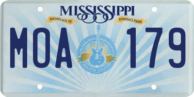 MS license plate MOA179