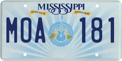 MS license plate MOA181