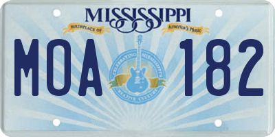 MS license plate MOA182