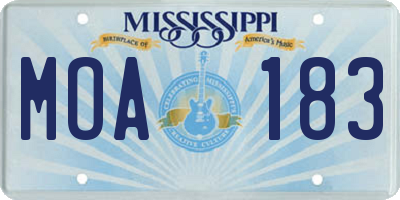 MS license plate MOA183