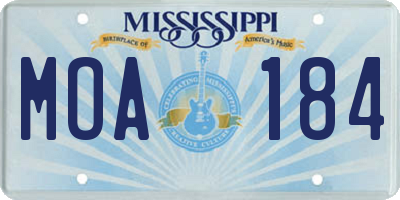 MS license plate MOA184