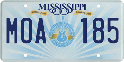 MS license plate MOA185
