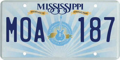 MS license plate MOA187
