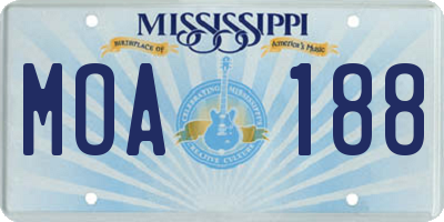 MS license plate MOA188