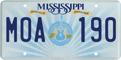 MS license plate MOA190