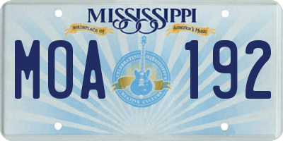 MS license plate MOA192