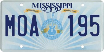 MS license plate MOA195