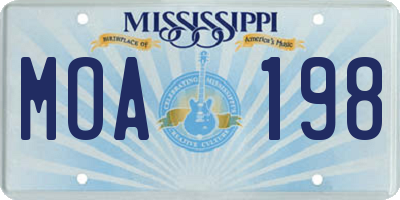 MS license plate MOA198
