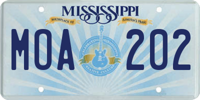 MS license plate MOA202