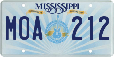 MS license plate MOA212