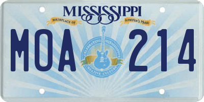 MS license plate MOA214