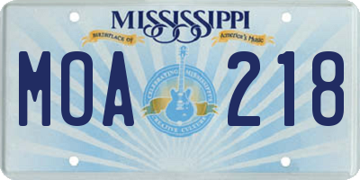 MS license plate MOA218