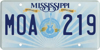 MS license plate MOA219