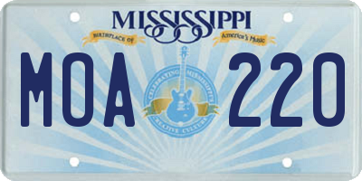 MS license plate MOA220
