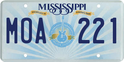 MS license plate MOA221