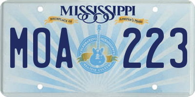 MS license plate MOA223