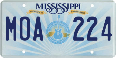 MS license plate MOA224