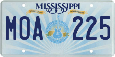 MS license plate MOA225