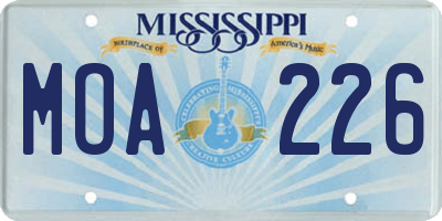MS license plate MOA226
