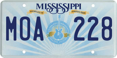 MS license plate MOA228