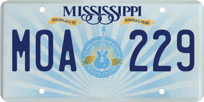 MS license plate MOA229