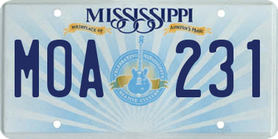 MS license plate MOA231