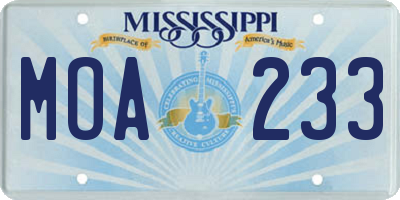 MS license plate MOA233