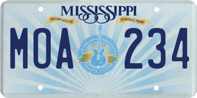MS license plate MOA234