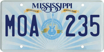 MS license plate MOA235