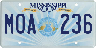 MS license plate MOA236