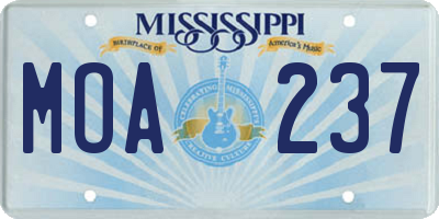 MS license plate MOA237