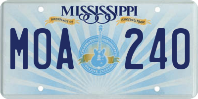 MS license plate MOA240