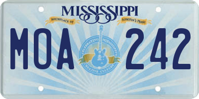 MS license plate MOA242