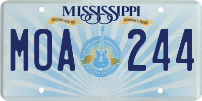 MS license plate MOA244