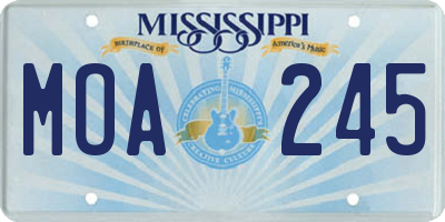 MS license plate MOA245