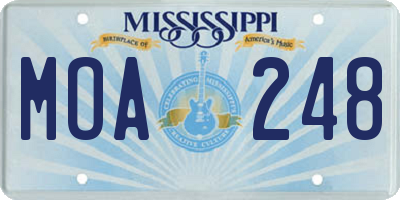 MS license plate MOA248