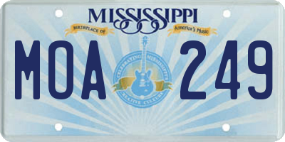 MS license plate MOA249