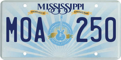 MS license plate MOA250