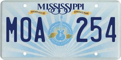 MS license plate MOA254