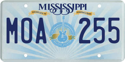MS license plate MOA255