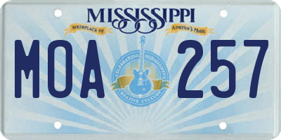 MS license plate MOA257