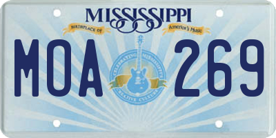 MS license plate MOA269