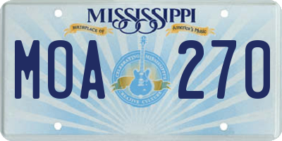 MS license plate MOA270