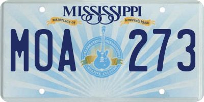 MS license plate MOA273